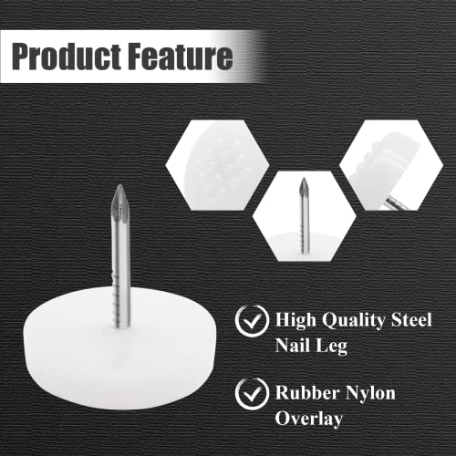 Nail on Furniture Glides, White, 19mm/3/4, 100 Pcs