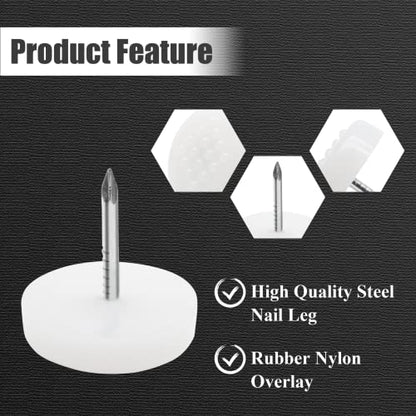 Nail on Furniture Glides, White, 19mm/3/4, 100 Pcs