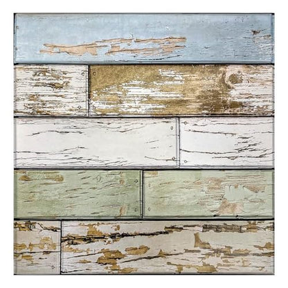 Commomy 3D Faux Wood Peel and Stick Wall Tiles 10 Pcs 11.8" x 11.8" - color: Wood-AB