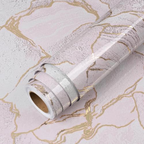 LaCheery 157"x24" Pink Marble Countertop Peel and Stick Wallpaper Kitchen Counter Contact Paper Marble Vinyl Wrap for Countertops Waterproof Renter Friendly Removable Bathroom Countertop Covering Roll - size: 24" x 157"