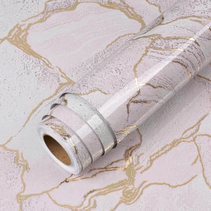 LaCheery 157"x24" Pink Marble Countertop Peel and Stick Wallpaper Kitchen Counter Contact Paper Marble Vinyl Wrap for Countertops Waterproof Renter Friendly Removable Bathroom Countertop Covering Roll - size: 24" x 157"