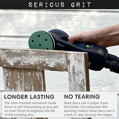 Serious Grit - 3.5" (90mm) 7-Hole P120 Grit Sanding Discs - 50 Pack Box - size: 120 Grit