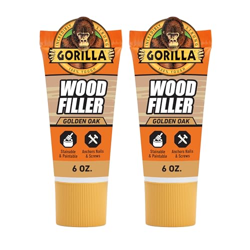 Gorilla Wood Filler, Golden Oak, Water Resistant, 6 oz Tube, 2-Pack - color: Golden Oak, size: 2 - Pack