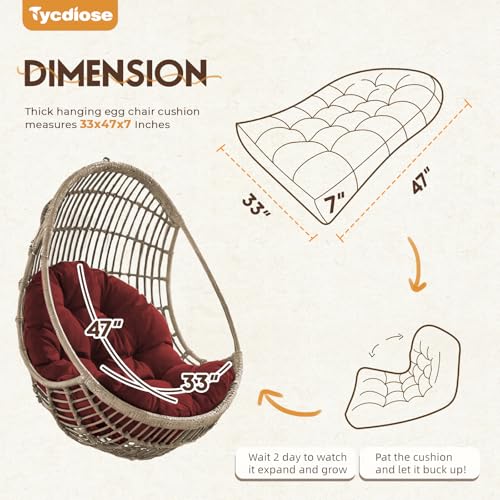 Egg Chair Cushion Replacement, Waterproof Outdoor Hanging Egg Chair Cushion Hammock Swing Chairs Cushions Pads, U-Shaped Thickened Cushions for Hanging Eggs Chairs, 47x33x7 Inches (Red) - color: Red