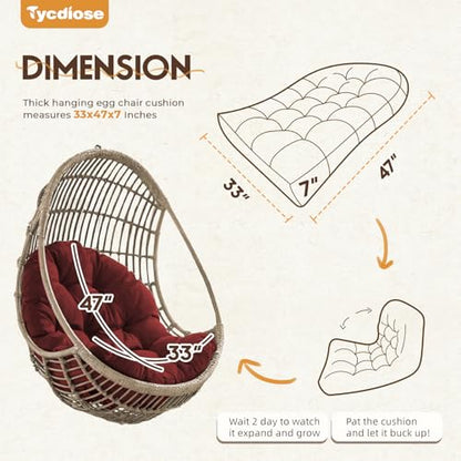 Egg Chair Cushion Replacement, Waterproof Outdoor Hanging Egg Chair Cushion Hammock Swing Chairs Cushions Pads, U-Shaped Thickened Cushions for Hanging Eggs Chairs, 47x33x7 Inches (Red) - color: Red