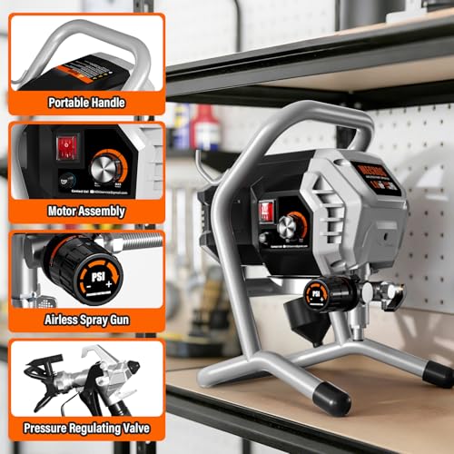 High-Pressure Electric Airless Paint Sprayer, Thinning-Free (Silver) - color: Silver
