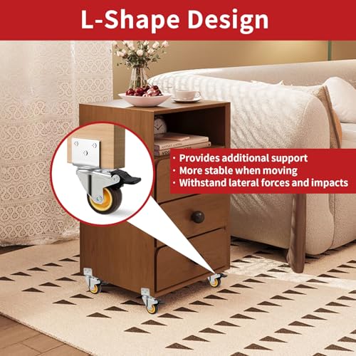 HOD Side Mount Casters with Brake, 2 Inch L-Shaped Small Caster Wheels Set of 4, Furniture Casters 360° Swivel Wheels for Furniture, Table, Baby Bed, Carts Trolley, Cabinet, Loading Capacity 180Lbs - style: 2-inch Brakes