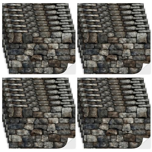 Flutesan 12 Pcs Miniature Dollhouse Wallpaper, Stone Pattern - style: Stone Pattern