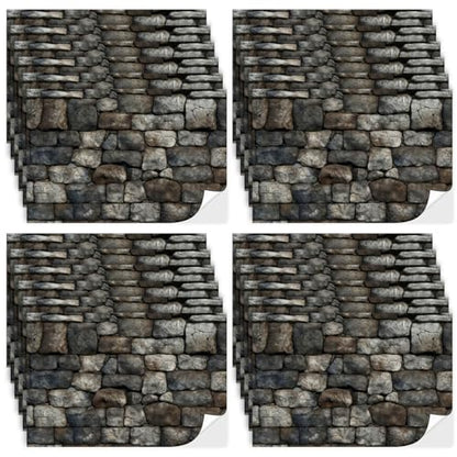 Flutesan 12 Pcs Miniature Dollhouse Wallpaper, Stone Pattern - style: Stone Pattern