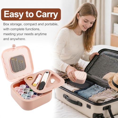 Sewing Kit for Adults and Beginners, 41PCS Needle & Thread Supplies - color: Pink