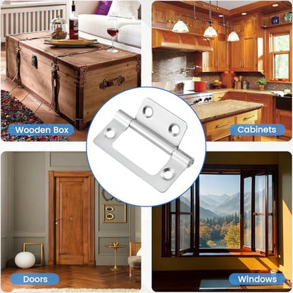 SDTC Tech 4-Pack Non-Mortise Door Hinges Bifold Butt Cabinet Hinges Silver - color: Silver