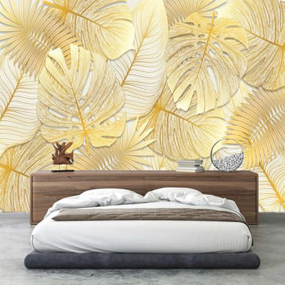 Gradually Changing Gold Texture Leaf Mural Peel and stick-85"x118" - color: ZZSL-07, size: 85"x118"