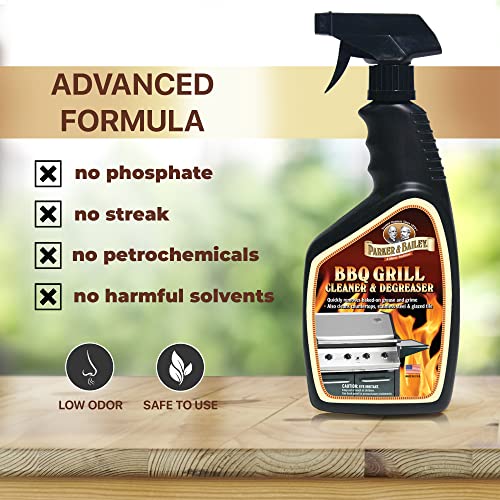 Parker & Bailey Grill Cleaner and Degreaser - BBQ Grill Cleaner Degreaser Cleaner Heavy Duty Countertop Cleaner Stainless Steel Cleaner Glazed Tile Cleaner Cleaning Supplies for Grease and Grime - style: BBQ