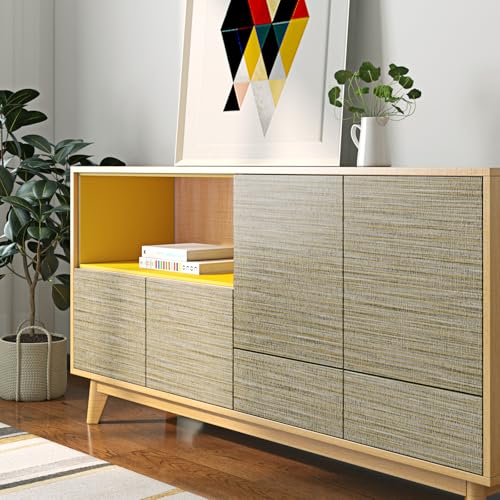 FunStick 24"x200" Grasscloth Peel and Stick Wallpaper Textured Brown Fabric Linen Wall Paper Roll Self Adhesive Removable Faux Grasscloth Contact Paper for Bathroom Bedroom Accent Wall Cabinet Drawers - color: Taupe Brown, size: 24" x 200"