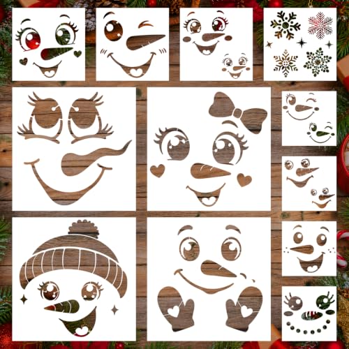 AFRITEE Christmas Stencils for Crafts Reusable Snowman Template for Wall - style: Snowman
