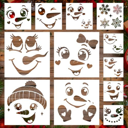 AFRITEE Christmas Stencils for Crafts Reusable Snowman Template for Wall - style: Snowman