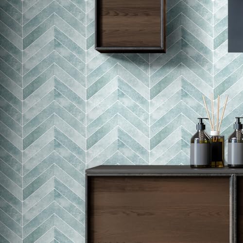 Alwayspon 10 Sheets 10"x10" Blue 3D Vinyl Backsplash Tiles, Self-Adhesive Peel and Stick Wall Tile Stickers Stick on Subway Tiles for Kitchen Bathroom Wall, 0273 - color: Blue