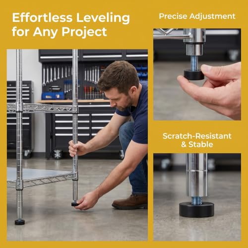 4 Pack Adjustable Furniture Levelers, 3/8"-16 UNC Threaded Leveling Feet for Tables, Chairs, Cabinets, Shelving, Sofa – Heavy Duty Floor Protectors - size: 4pcs 3/8"-16 UNC