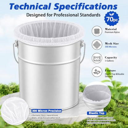70 PCS 5 Gallon Paint Strainer, Paint Strainer Bags with Top Opening