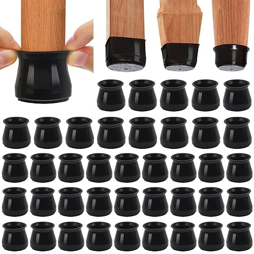 BUMACO 40 Pcs Chair Leg Floor Protectors for Hardwood Floors Anti-Scratch - color: Black-40 Pcs, size: Universal S