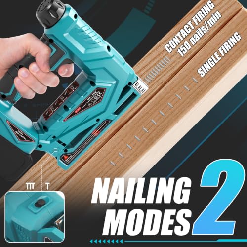 3-in-1 Brad Nailer/Narrow Crown Stapler for Ma-Kita 18V Battery - color: Blue
