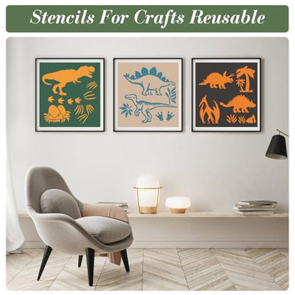 Dinosaur Stencils for Crafts Reusable 25Pcs Stencils(6X6 Inch) - color: Dinosaur