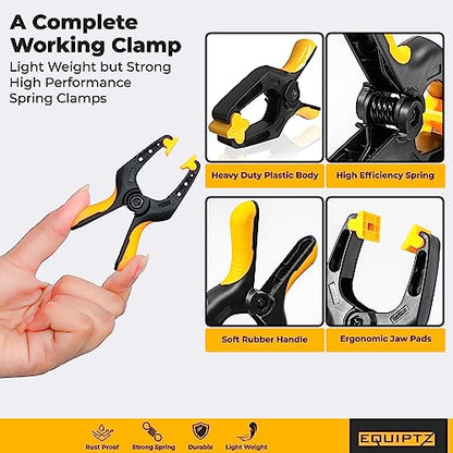 EQUIPTZ Spring Clamps 3 inch - 20 Pack Clamps for Backdrop Stand, Tarps, Crafts & Pool Cover with 1.5 Inch Mouth Opening - Small Clamps for Photography Studio with Non-Detachable Jaw Pads - size: 3" Pack of 20