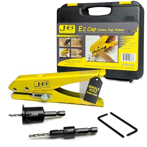 Edge Banding Hole Puncher Set – Heavy Duty Screw Cover with 2 Adjustable HSS 5/16" Countersink Bits and 2 Hex Allen Wrenches – Ideal for Creating 8.7mm (11/32") Holes in Carpentry Projects