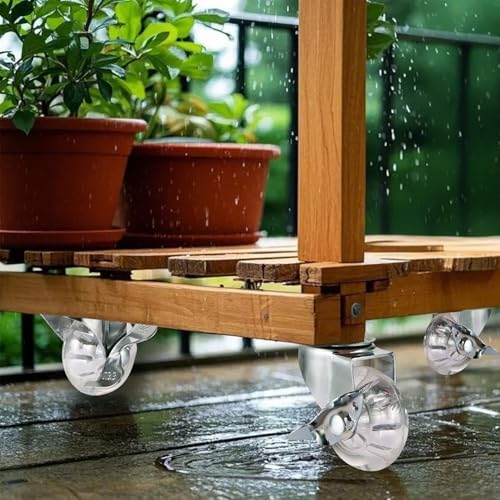 2" Stem Caster Wheels, M8×15mm, Side Brake, Clear, 4-Pack - color: Clear Side Brake, size: 2",M8x15