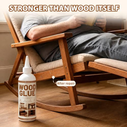 Wood Glue for Furniture Heavy Duty - 11.8OZ Waterproof Glue for Woodworking