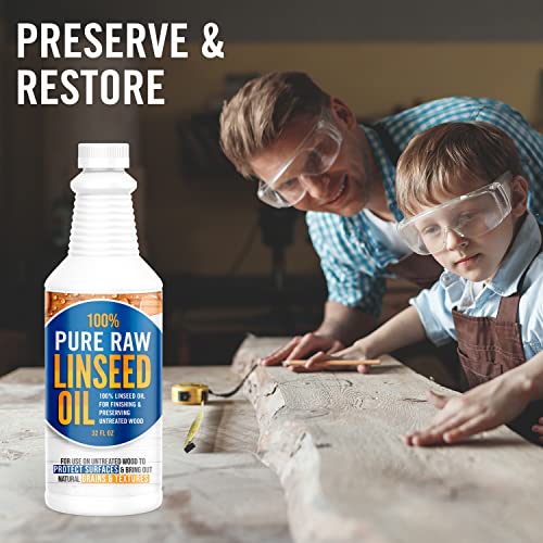 Ecoxall 100% Pure Raw Linseed Oil, 1 Quart (32 Fl oz), Pack of 1 - size: 32 Fl Oz