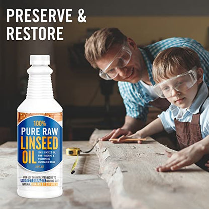Ecoxall 100% Pure Raw Linseed Oil, 1 Quart (32 Fl oz), Pack of 1 - size: 32 Fl Oz