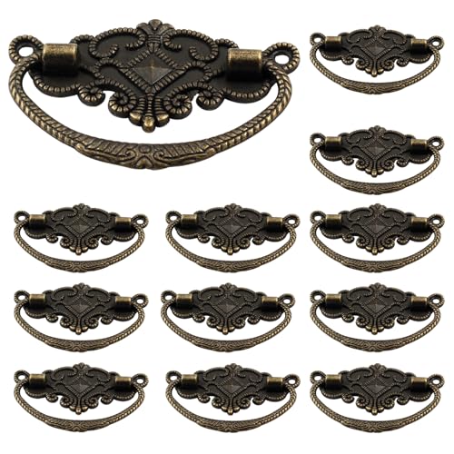 12-Pack Vintage Antique Bronze Pull Handle, 2.64" x 1.69"