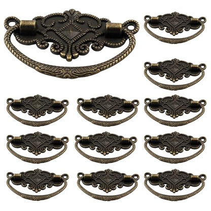 12-Pack Vintage Antique Bronze Pull Handle, 2.64" x 1.69"