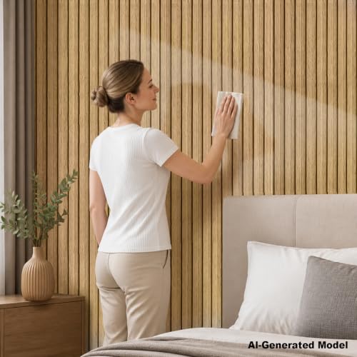118" x 15.8" Peel and Stick PVC Faux Wood Slat Wall Panels - color: Wood Tone