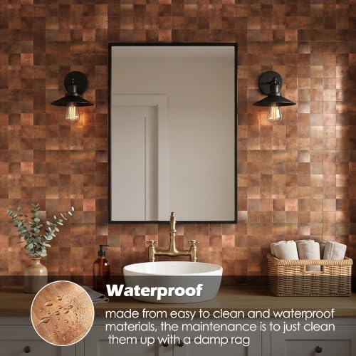 Yipscazo 10 Sheet Peel and Stick Backsplash Mosaic Tiles Stainless Steel Metal Kitchen Backsplash Stick on Tiles for Stove, Bathroom, Laundry in Retro Brown (11.8'' x 11.8'') - color: Retro Brown