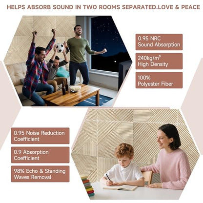 TO-TH Sound Absorbing Panels Self-Adhesive Acoustic Panel 6Pack, Rustic Oak - color: Rustic Oak