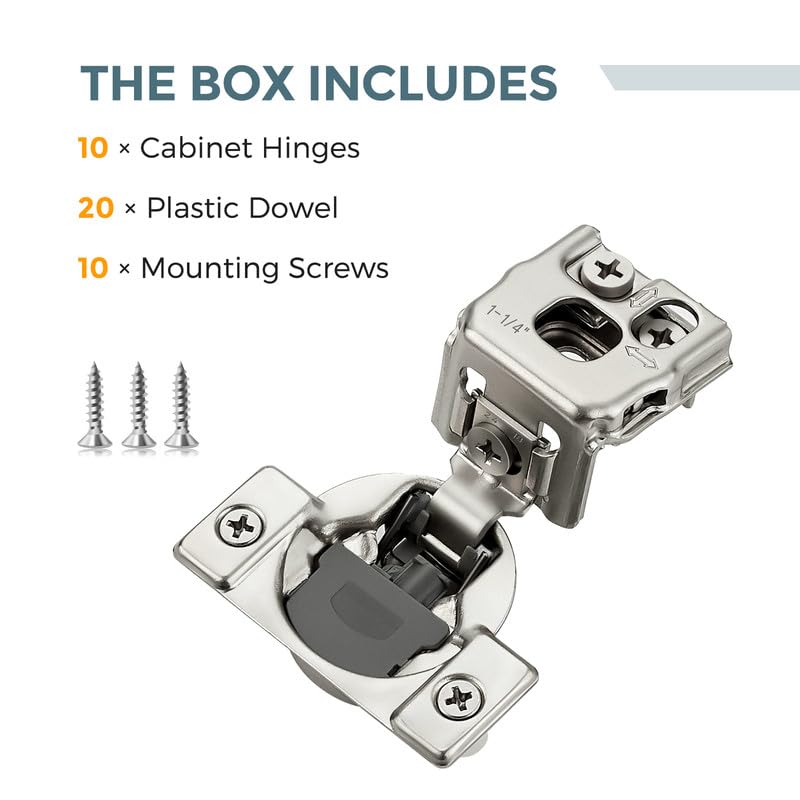 HOME EDIT 5 Pair 1-1/4 Inch Overlay Soft Close Cabinet Hinges Door Hinges - size: 1-1/4 inch Overlay