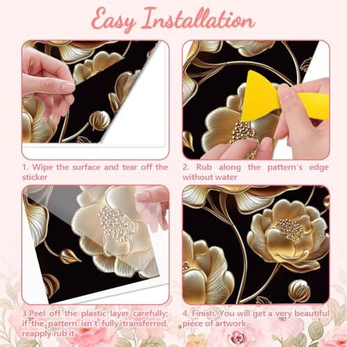Peacoblue 3D Art Flowers Rub On Transfers for Furniture Craft 6"x12" - style: 3D Art Flowers