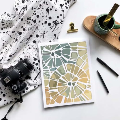 FINGERINSPIRE 12Pcs Geometric Painting Stencils 9.84x7.87inch with Paintbrush Reusable Texture Art Stencils Geometric Plastic Hollow Out Templates for Wood Furniture Canvas Scrapbook