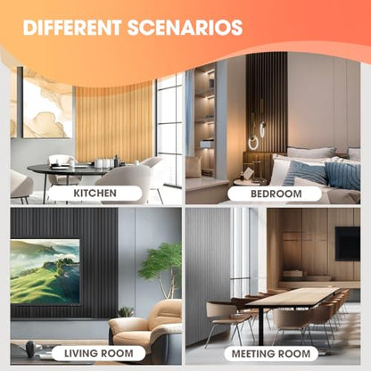 OUZUGIE WPC Acoustic Slat Wall Paneling, 8-Pack 96 x 6 Inches - color: Black, size: (High)96“ x 6"