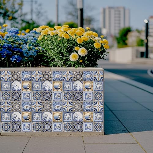 72 Pcs 9 Style Talavera Pattern Peel and Stick Wall Tile Sticker Mexican Pattern Wall Stickers Waterproof Self Adhesive Stick on Tile Decals for Kitchen Bathroom Art Decor, 4×4 Inch - style: Talavera Pattern