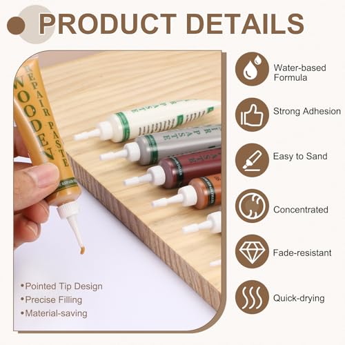 uxcell Wood Repair Kit 4 Color 0.88oz Wood Fillers Furniture Repair Kit - color: Light Walnut, Natural Wood, Grey Oak, Natural Cherry