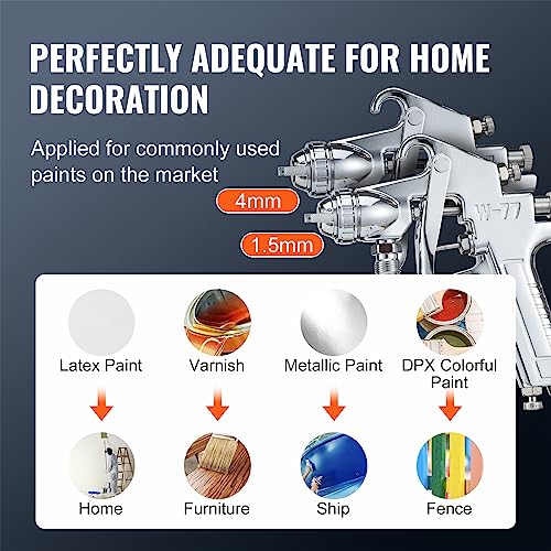 VEVOR Spray Paint Pressure Pot Tank, 10L/2.5gal Air Paint Pressure Pot, 1.5mm+4mm Two Nozzles Two Spray Paint Guns for Industry Home Decor Architecture Construction Automotive Painting, 60PSI Max - size: 10L1.5mm+4.0mm