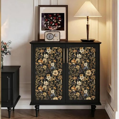 Froluya Mushroom Wallpaper Peel and Stick Dark Contact Paper 16.9” x 118.1” - color: Dark, size: 16.9" x 118.1"