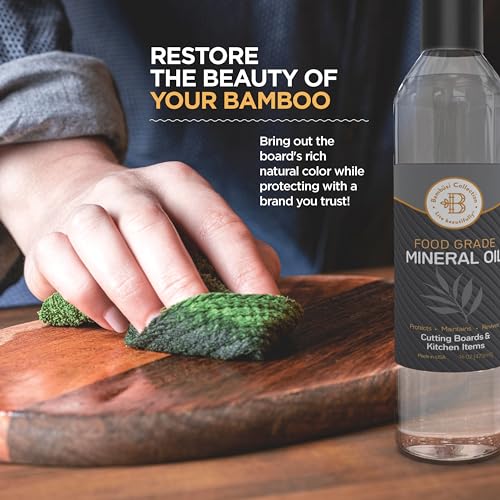 Bambüsi Food Grade Mineral Oil for Wood Cutting Board Conditioner, 16oz - size: 7.9"L x 2.3"W