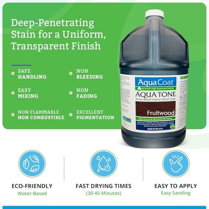 Aqua Coat Aqua Tone Water-Based Wood Stain (Gallon, Fruitwood) - color: Fruitwood, size: Gallon