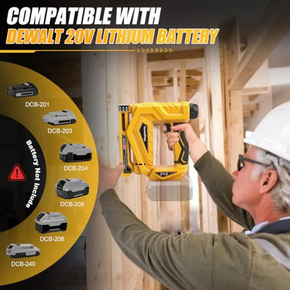 3-in-1 Brad Nailer/Narrow Crown Stapler for Dewalt 20V Battery - color: Yellow
