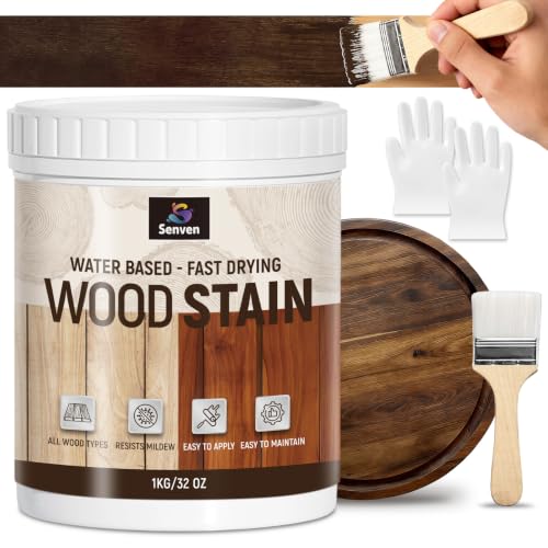 Wood Stain, Walnut Wood Stain, 1000ml Woods-Stain for Woods, Furniture, Cabinet, Fast Drying Woods-Stain, Non-Toxic Wood-Stains, Water Based & Low Odor Wood-Stains, Indoor & Outdoor Woods Stains 35oz - color: Walnut, size: 32 Fl Oz