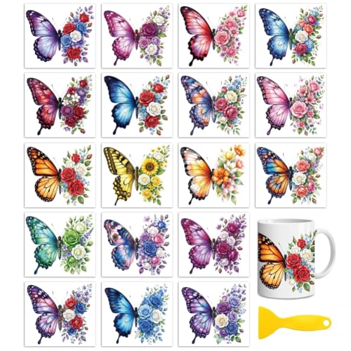 Peacoblue Butterflies Flowers Rub On Transfers for Craft, Transfer Sticker - style: Butterflies and Flowers